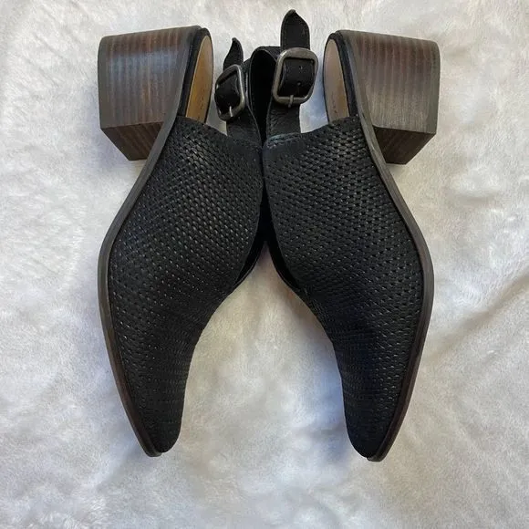 Lucky Brand Women's‎ Black Leather Slingback Block Heel Lideton Shootie Bootie 8 - Image 7