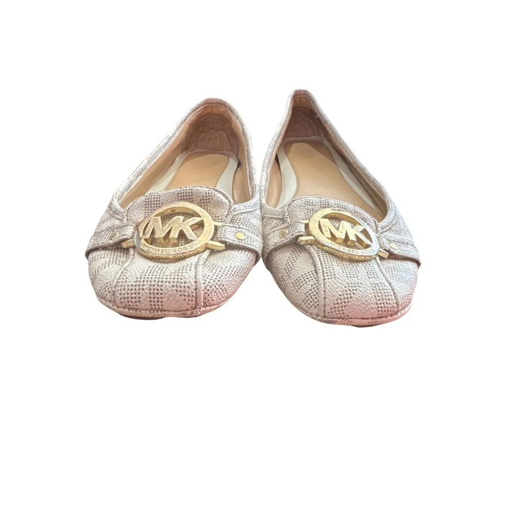 Michael Kors Womens Ballet Flats Slip-On Logo Beige Size 8 SKU 8854 - Image 9