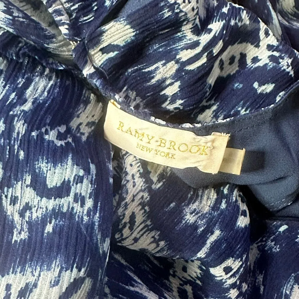 Ramy Brook 100% Silk Tiered Mini Dress Blue Women Size M Ruffle‎ Layered - Image 8