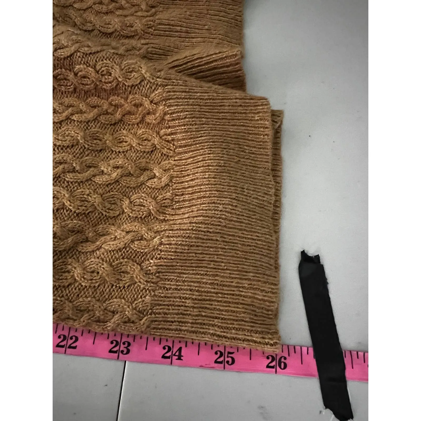 Tommy Hilfiger Women's Sweater Medium Cable Knit Pullover Stretch Buckles‎ Brown - Image 9