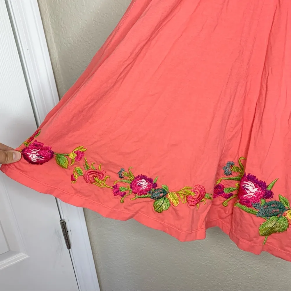 Johnny Was LA Embroidered Floral Twist Front Cotton Tank Dress Size M - Image 5