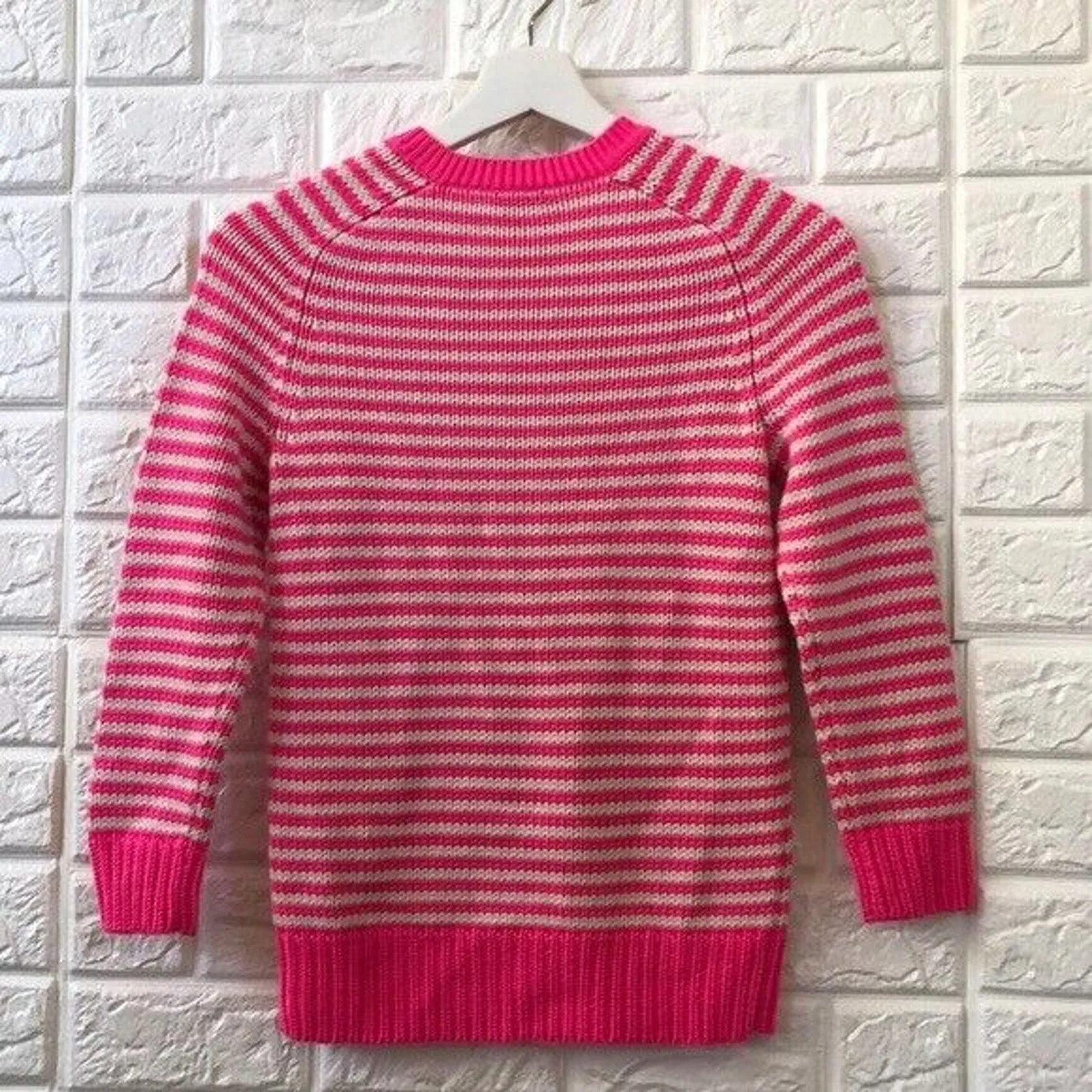 J. Crew‎ hot pink White striped sweater Women’s Size XXS V - Image 5