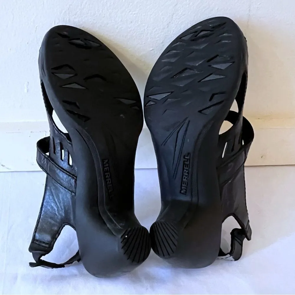 MERRELL Sandals Womens  Evera Chase Peep Toe Slingback Pumps Heel Black SZ 7.5 - Image 6