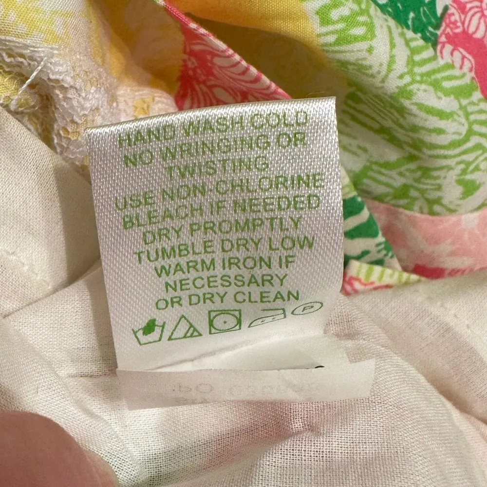 Lilly Pulitzer 4 Franco Dress Poplin Multi Wing Ding Patch Strapless Tie Back - Image 8