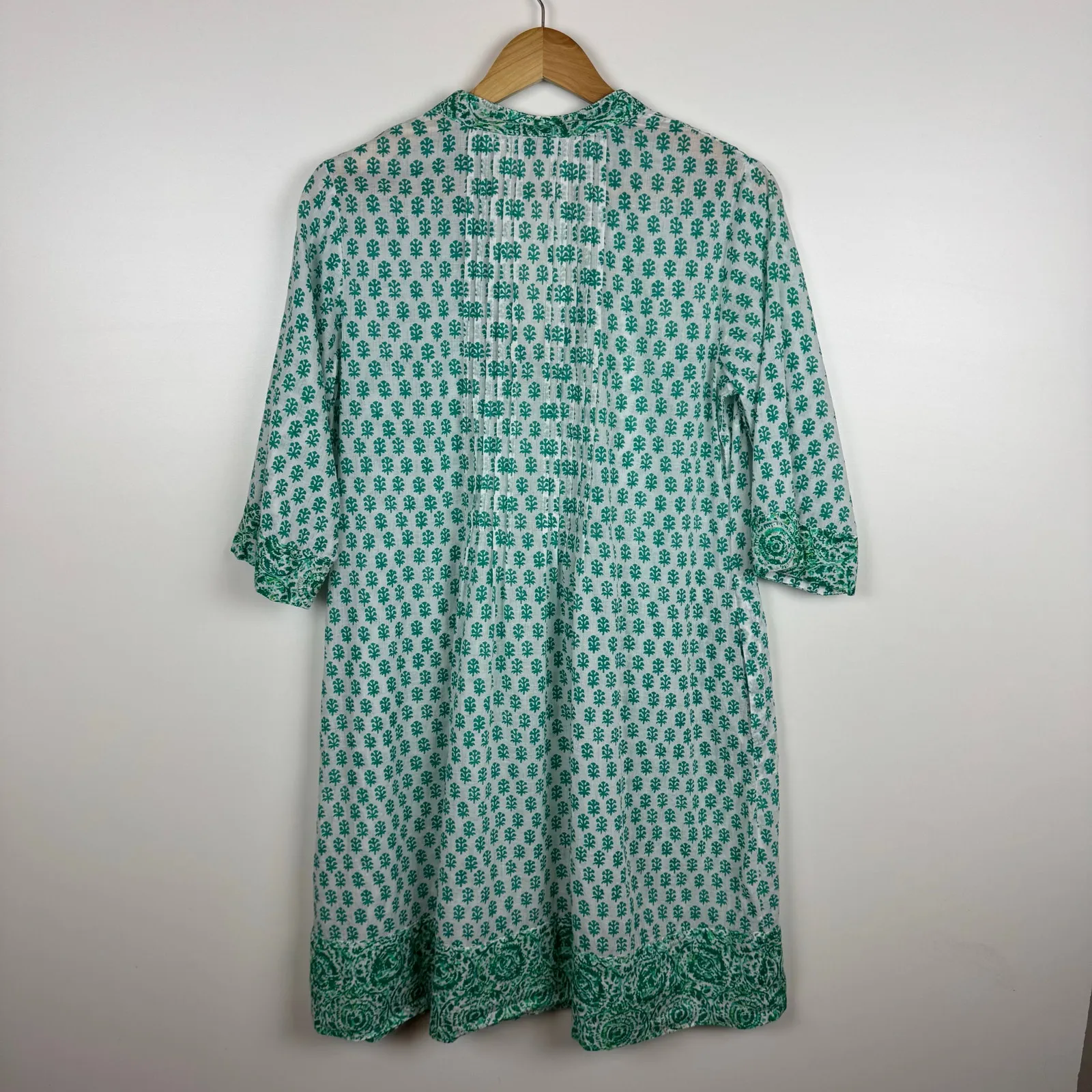 House of Pom Womens Floral Mini‎ Dress in Green Sz XS Sheer Lightweight Boho - Image 9