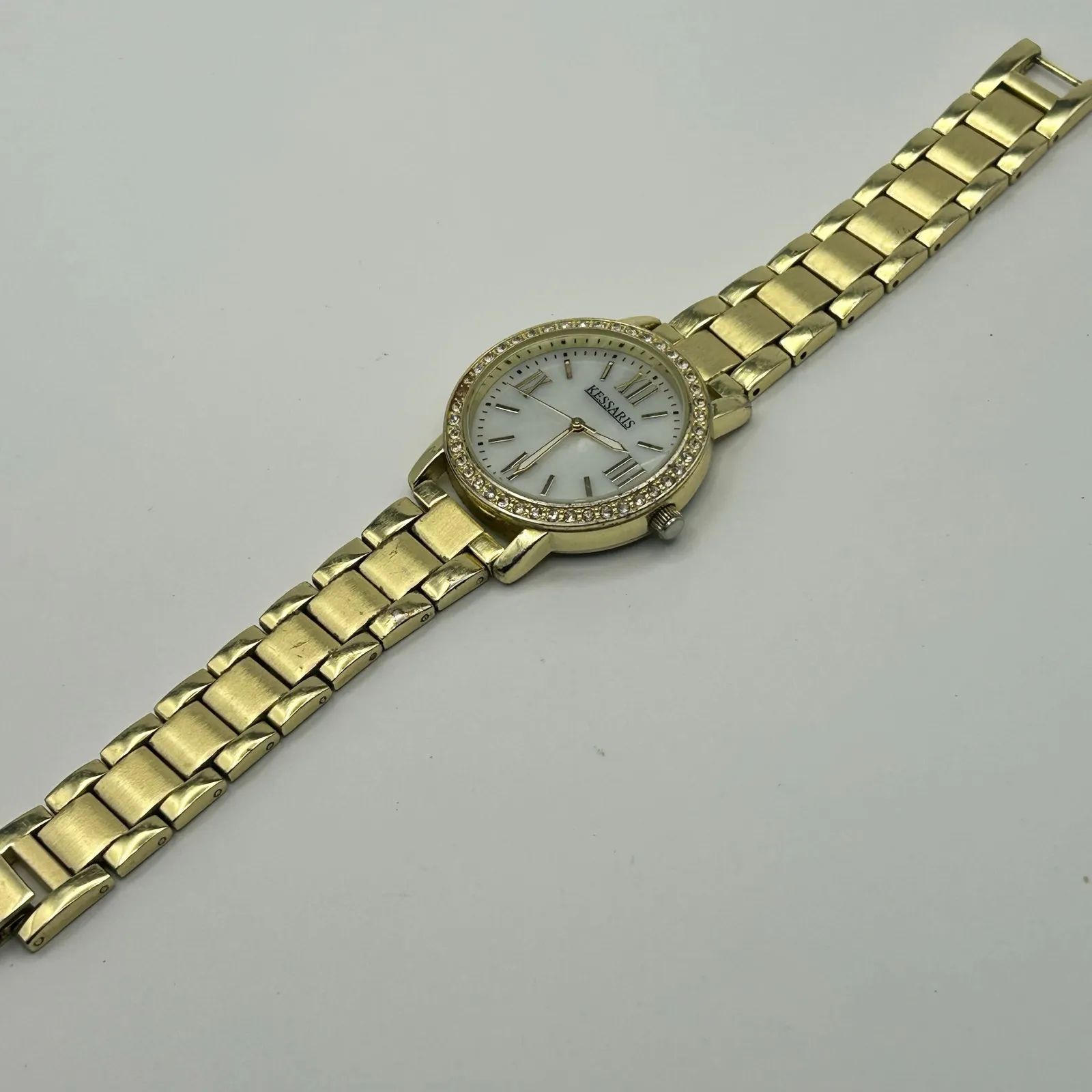 Kessaris Gold Tone Mother Pearl St. Steel Women’s Watch Working New Battery - Image 7