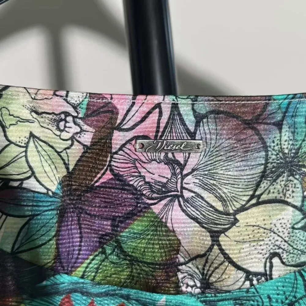 NWOT Diesel Multicolor Floral Print Draped Top Blouse Oversized Size S Woman - Image 4