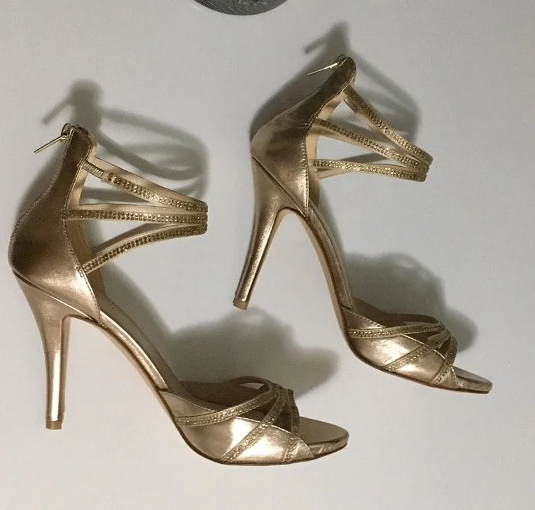 Pelle  Champagne Open-Toe Heels - Image 3