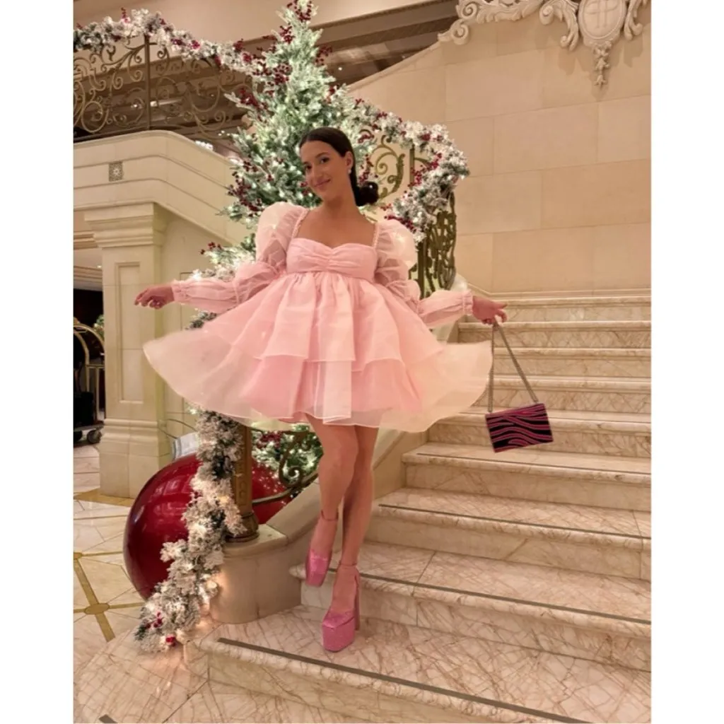 NWT Selkie Moonlight in Ballerina Pink Sheer Organza Puff Mini Dress XXL 2XL - Image 10