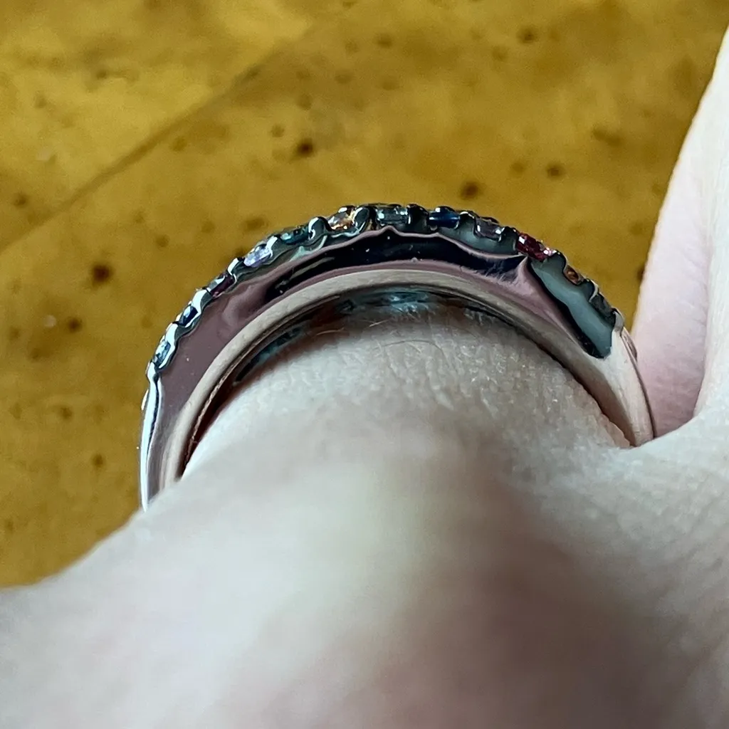 Blue Zircon Multicolor Sapphire Art Deco Ring Size 7 - Image 2