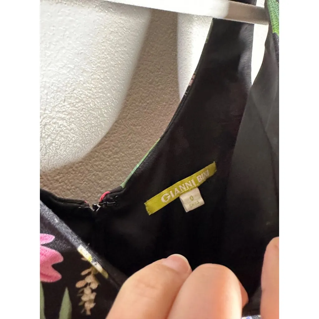 Gianni Bini Sophia Floral Print Cropped Flared Jumpsuit Size 0 Sleeveless Black - Image 7