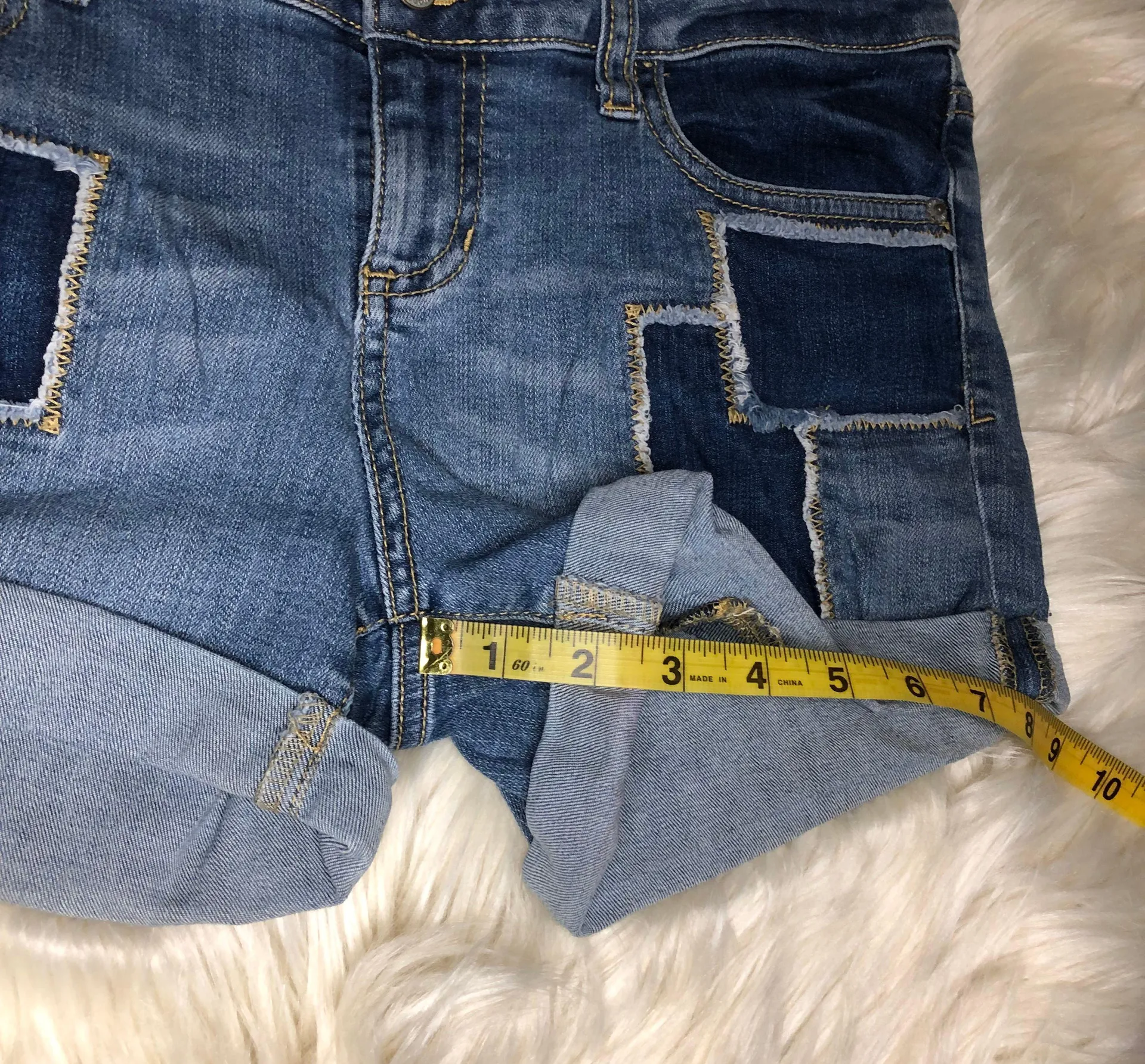 I Heart Ronson I love Ronson patchwork denim cuffed shorts sz 2 - Image 5