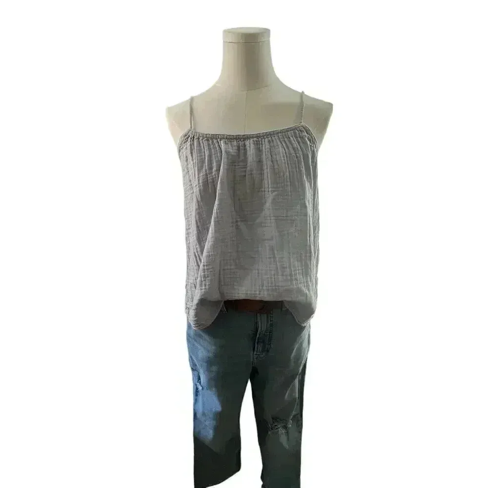 H&M Women XS Tank Blue Cotton Gauzy Coastal Cottage‎ Boho Comfort - Image 6
