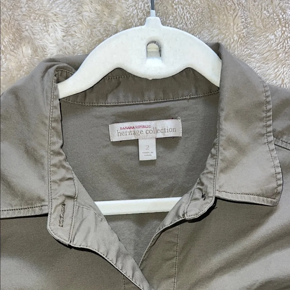 Banana Republic Chic Olive‎ Button-Up Romper with Belt - Image 2