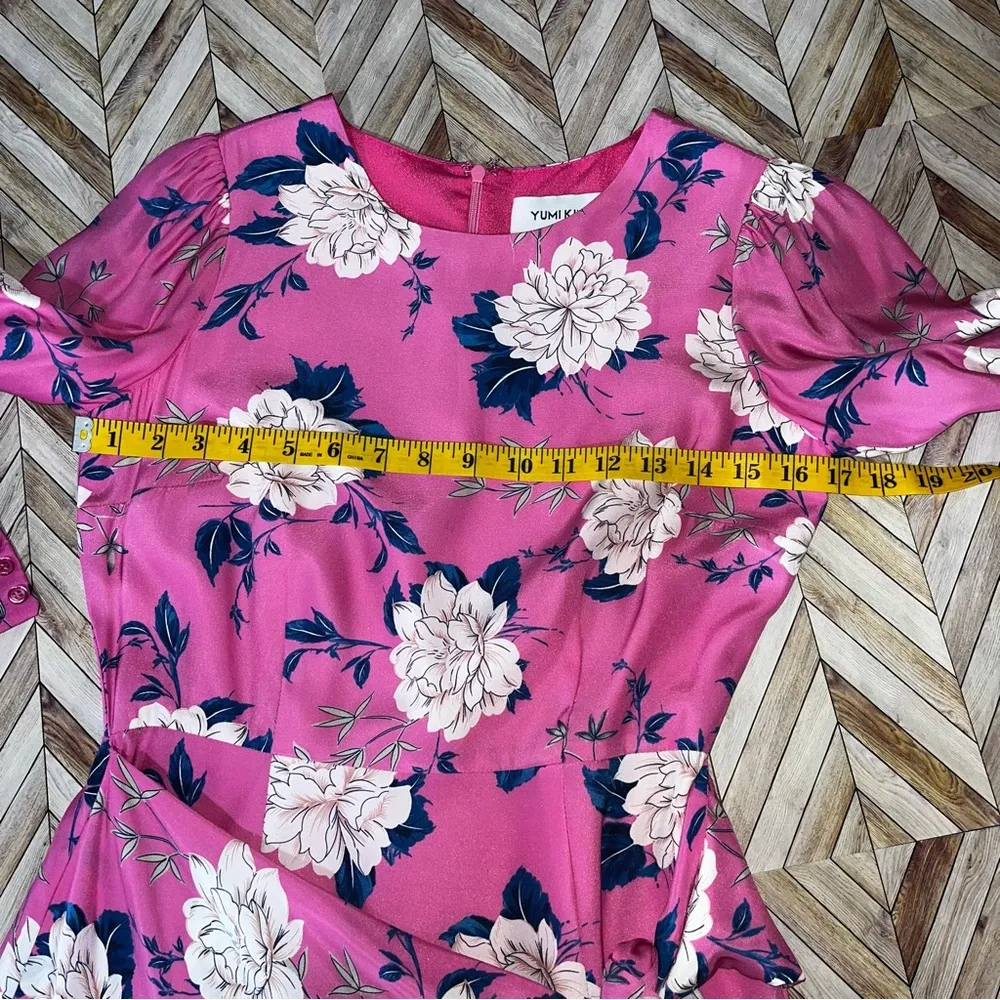 REVOLVE‎ YUMI KIM Daphne Dress Velvet Morning Silk Hot Pink Blue Flowers Vibrant - Image 9