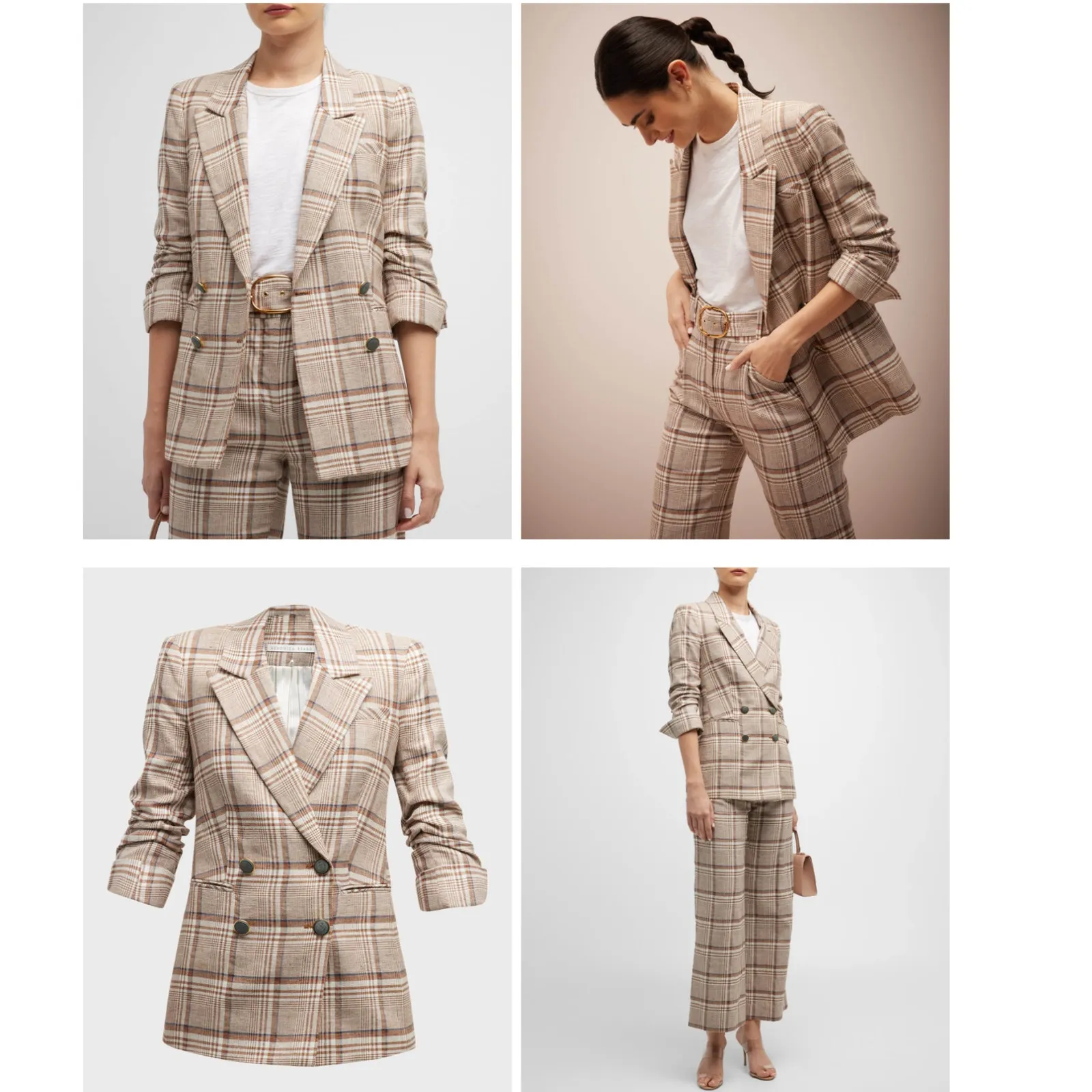 Veronica Beard Viva khaki multi plaid Dickey blazer Jacket double breasted 6 - Image 2