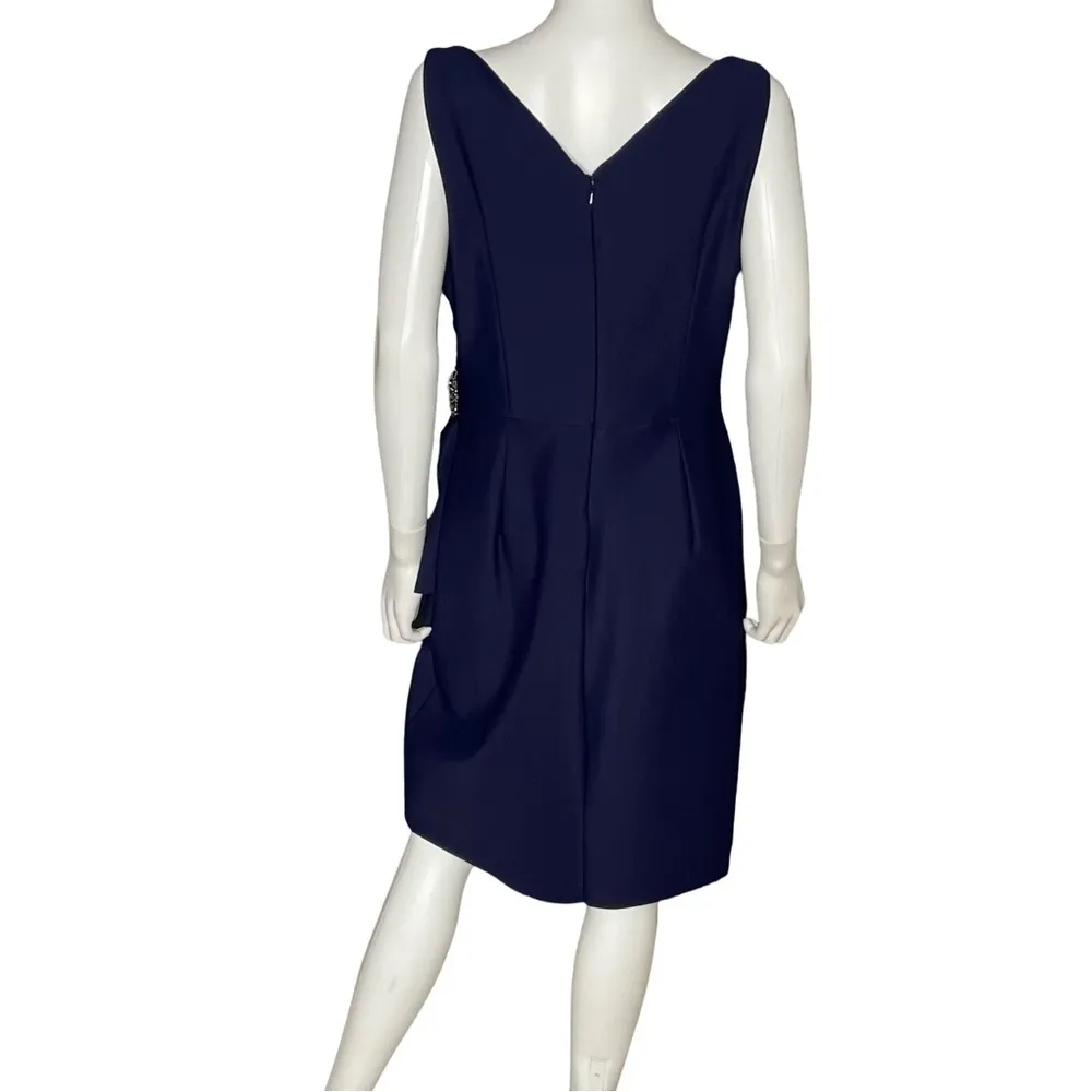 Alex Evenings Compression Embellished Ruched Sheath Dress Navy Women’s Sz 14 - Image 6