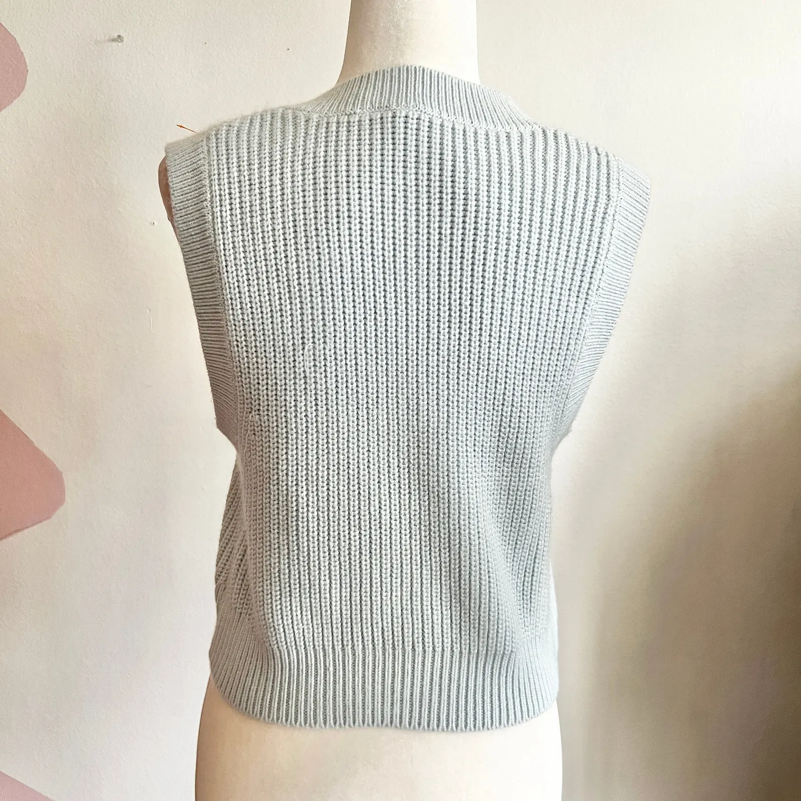 Blue Chunky Sweater Vest,‎ Preppy, Retro, Indie, Minimalist, Medium, Clean Girl - Image 3
