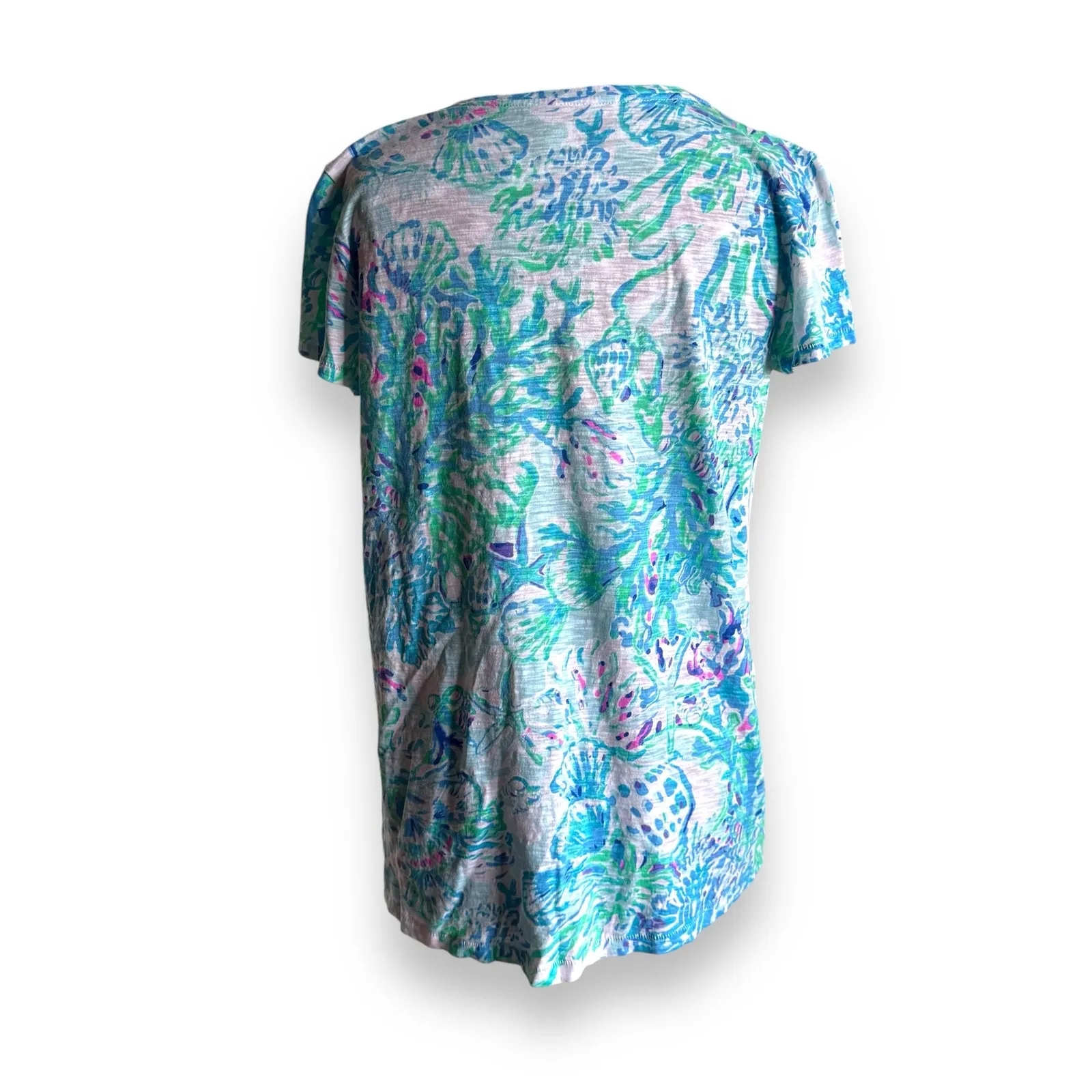 Lilly Pulitzer Womens Top Sz S Etta V-Neck Cotton Tee Amethyst Tint‎ Craysea - Image 4
