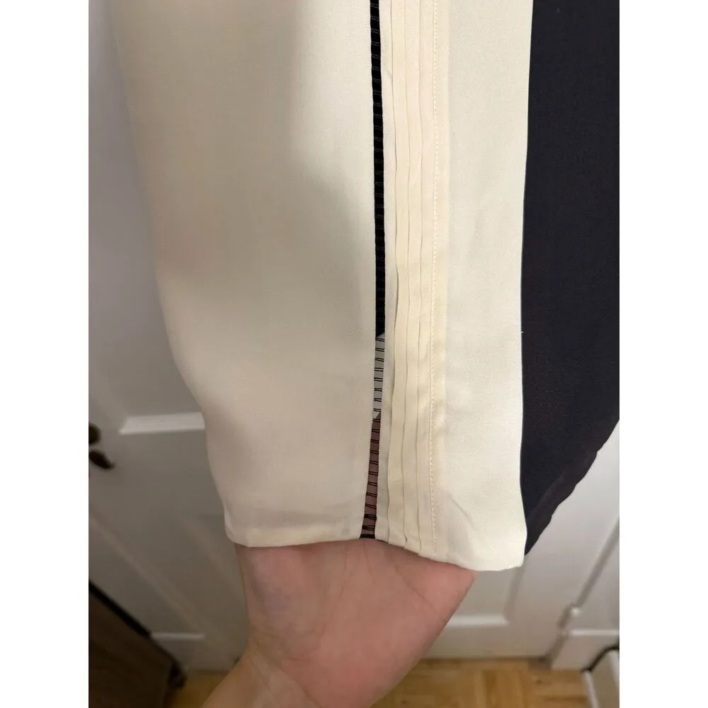 Vince. 100% Silk Black and Cream White Top - Image 4