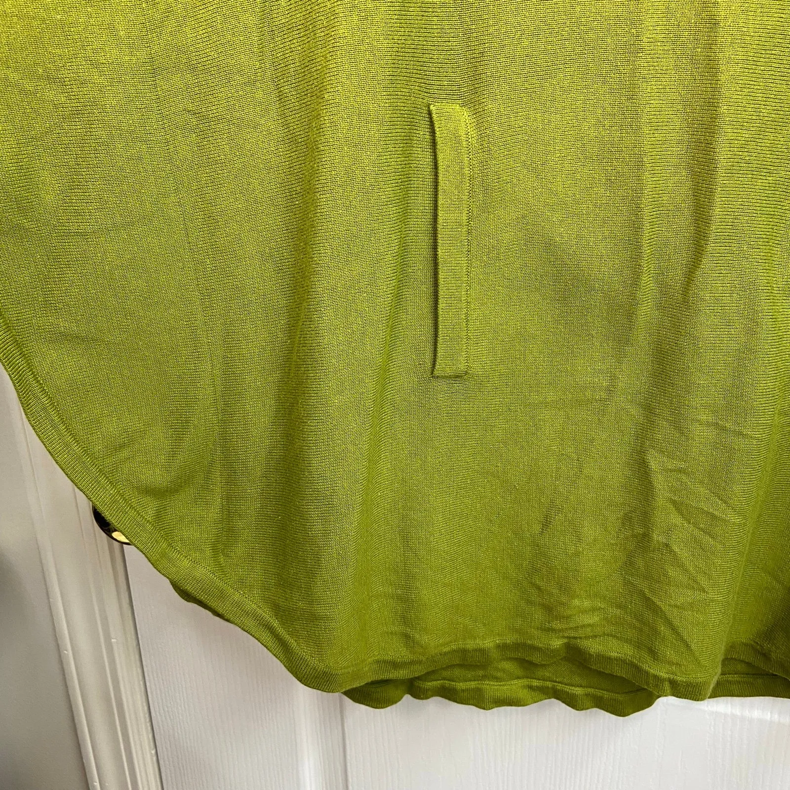 Women's green cowl neck loose soft knit stretch relaxed pocket sweater poncho XL - Image 3