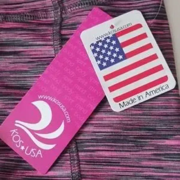 KOS USA Pink & Black Women's Leggings w Mesh Cut - Image 10