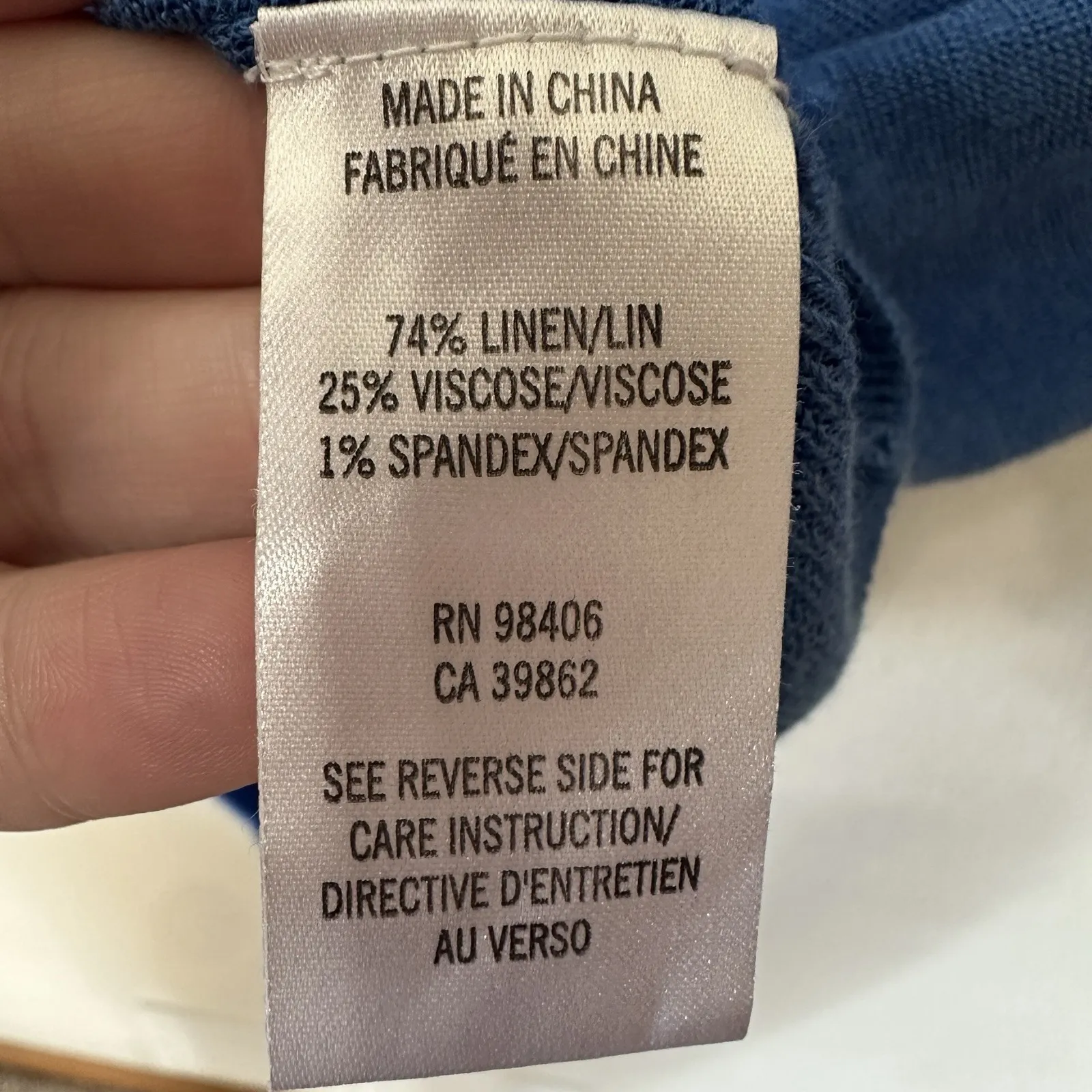 Theory Wynn a Sag Harbor Lightweight V-Neck Blue Linen Blend Pullover‎ Medium - Image 5