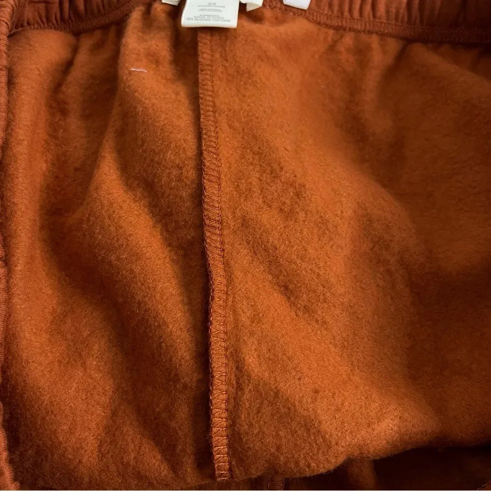 Fleece Lined Shorts Plus Size 3XL Burnt Orange Side Pockets Elastic Waist - Image 2