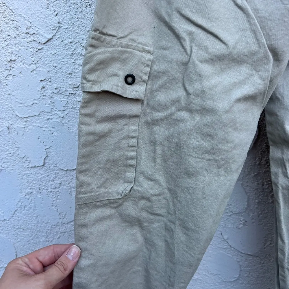 Shein M khakis Creme elastic drawstring cargo pants - Image 4