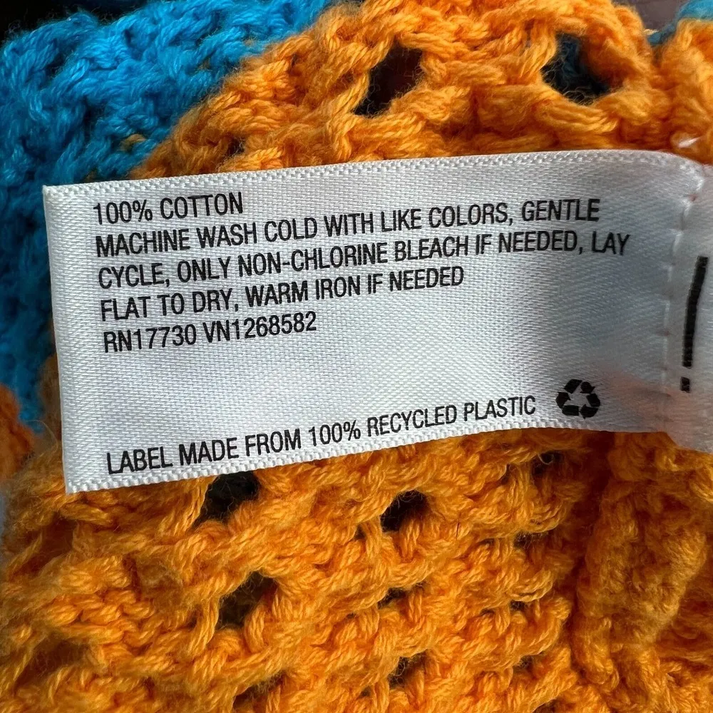 Wild Fable Crochet Sweater Medium Multi Color Square Neck Lightweight Casualwear - Image 4