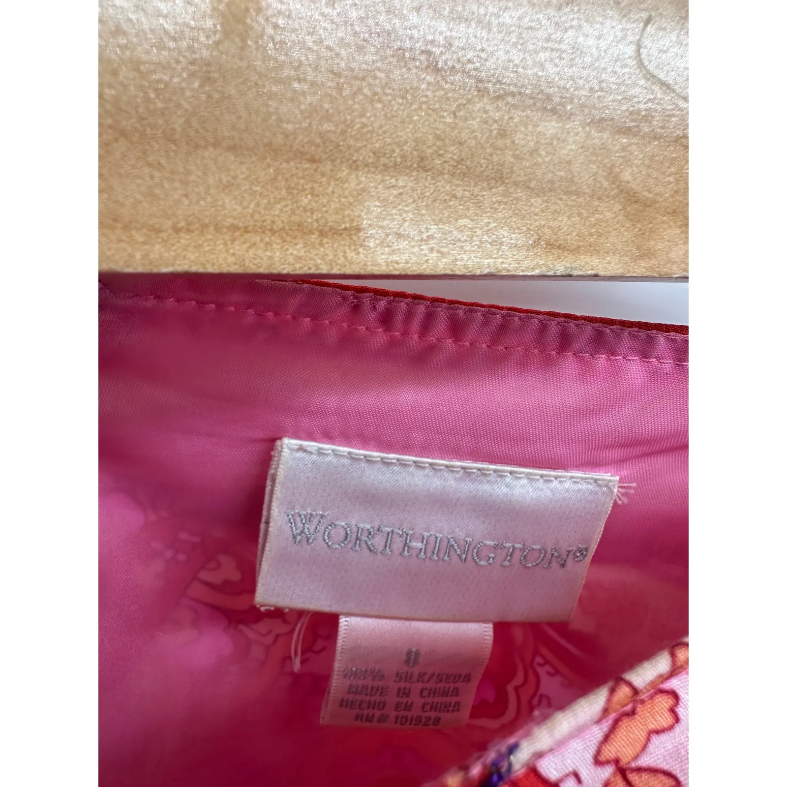 Worthington Womens Pink Paisley Y2K Silk Pencil Skirt Size 8 Academia Fairy Boho - Image 6