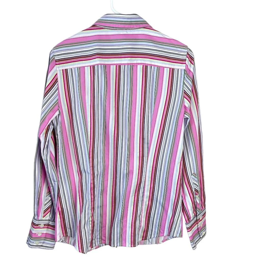 Vintage‎ Y2k J.Crew Slim Fit Shirt Womens M Multi Striped Long Sleeve Button Up - Image 2