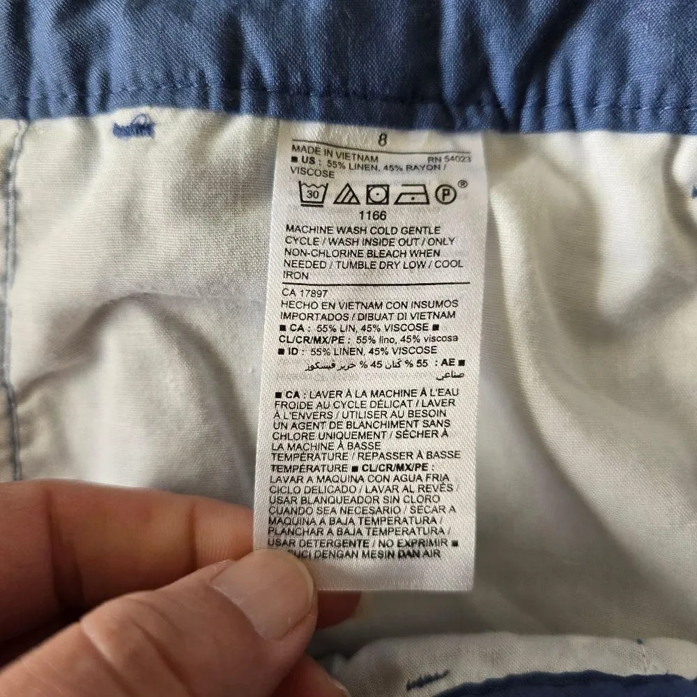 Old Navy Chambray High Waisted Floral-Print Linen-Blend Everyday Shorts Size 8 - Image 9