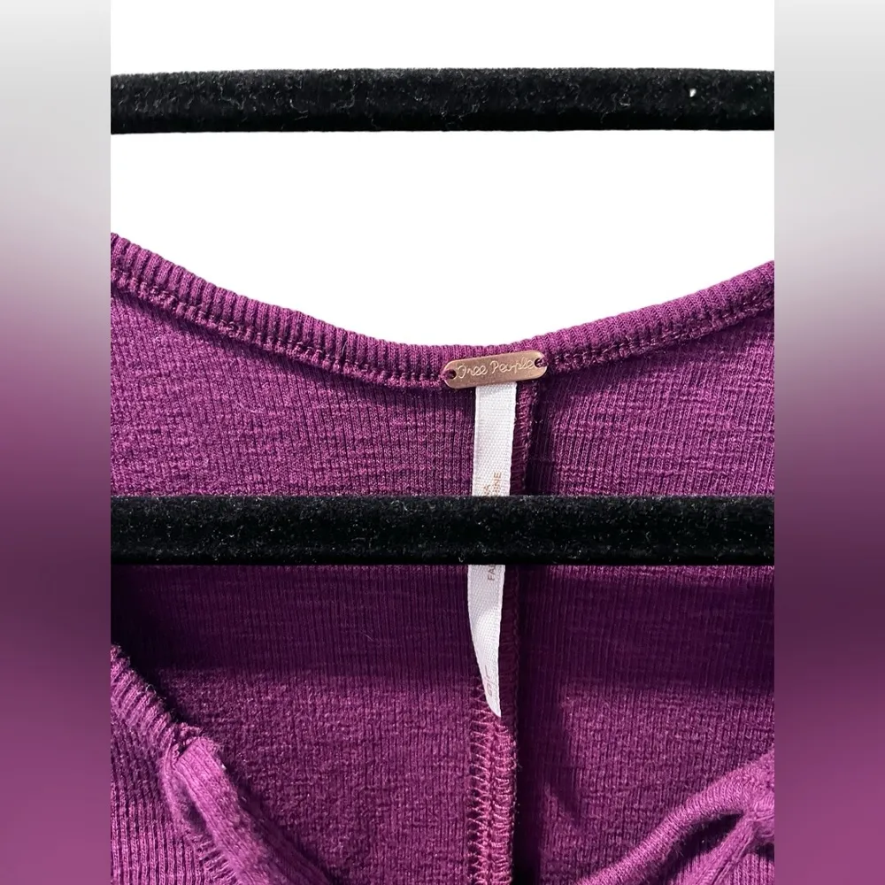 Free People Dark Purple Sleeveless Tank Top Knit Sweater Cotton Blend Size Large - Image 2