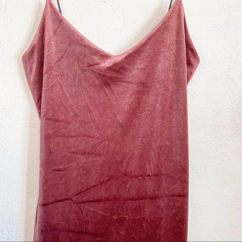 Mind Code Mauve Velour Spaghetti Strap Mini Dress Size Medium - Image 5