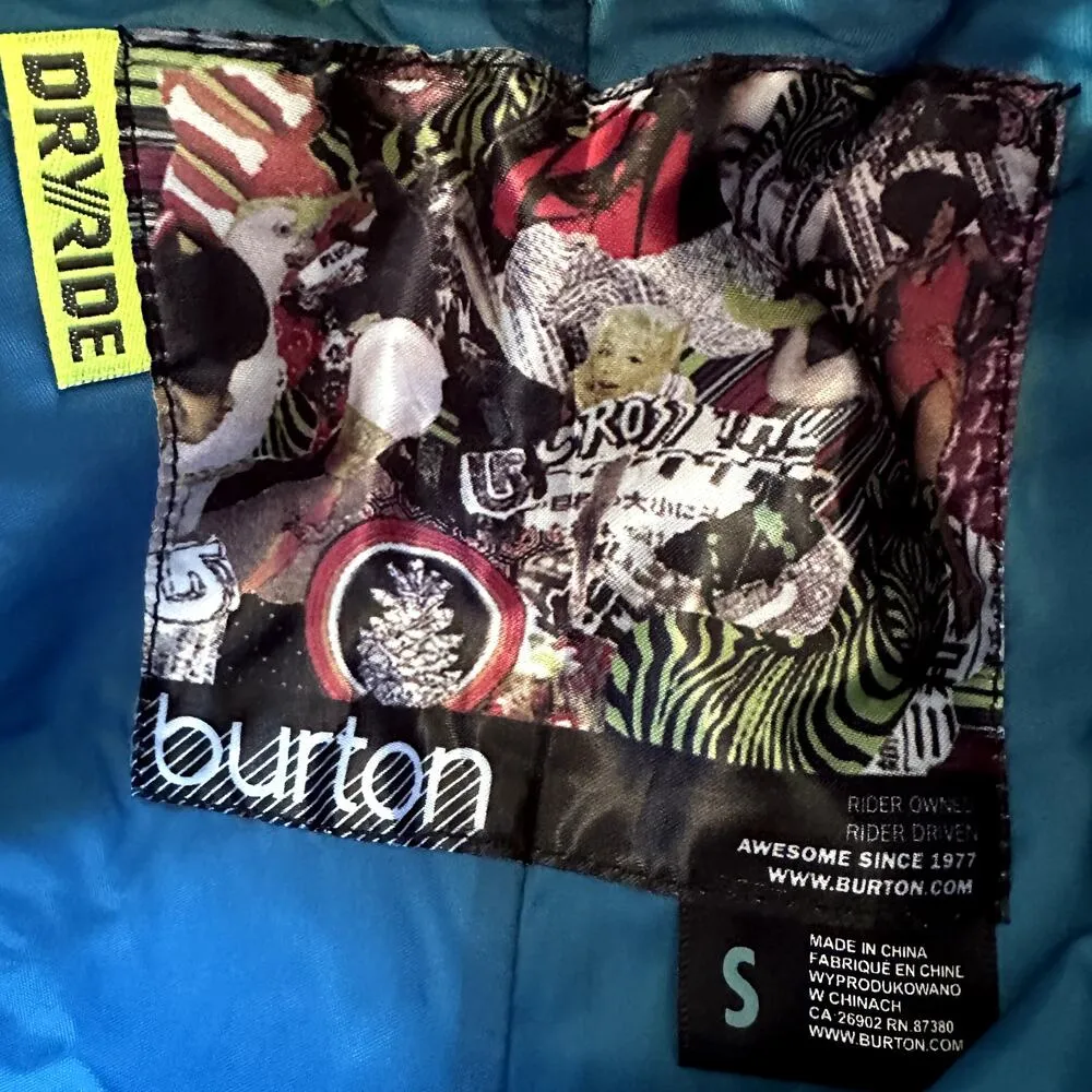 Burton Lucky Snow Pants Dryride Durashell Abstract Relaxed Nylon Yellow Blue S - Image 4