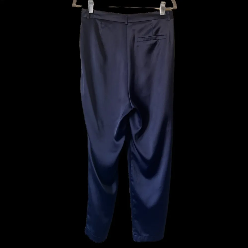 Lulus My Story Navy Blue Satin Trouser Pants - Image 6