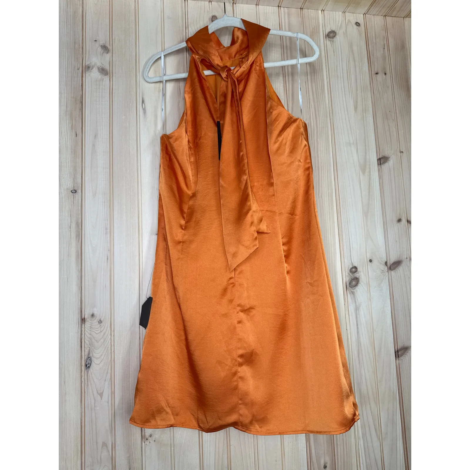 NWT Lulus Infinite Admiration Orange Satin Halter Mini Dress Cocktail Party XL - Image 5