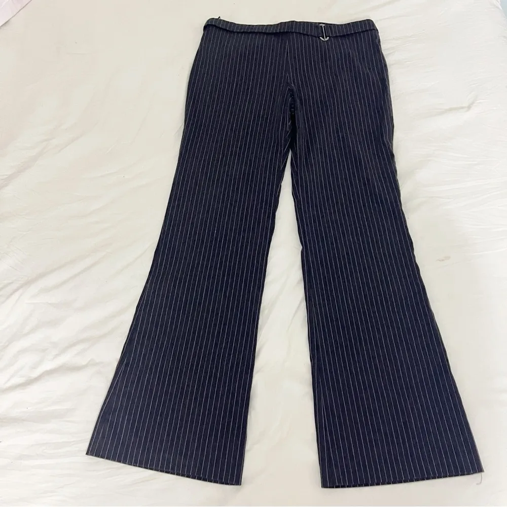 Bisou Bisou Pinstripe Wide leg pants Dark gray and Pink size 12 - Image 3