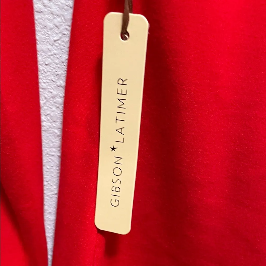 Gibson Latimer Red Off-Shoulder Long Sleeve Top - Image 3