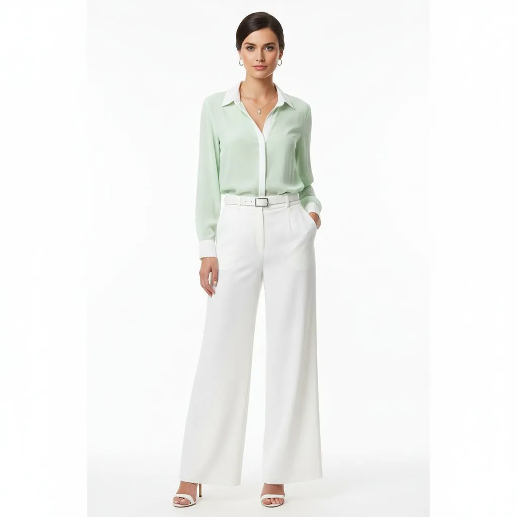 WHBM 100% Silk Long Sleeve Button Up Blouse Top 12 - Image 5