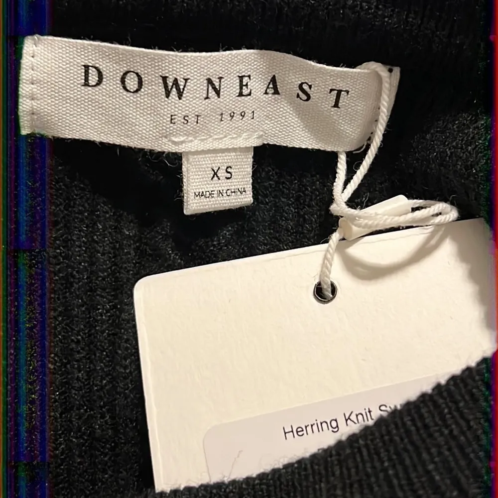 Downeast x-small womens ribbed herring knit sweater black long sleeve new w tags - Image 3