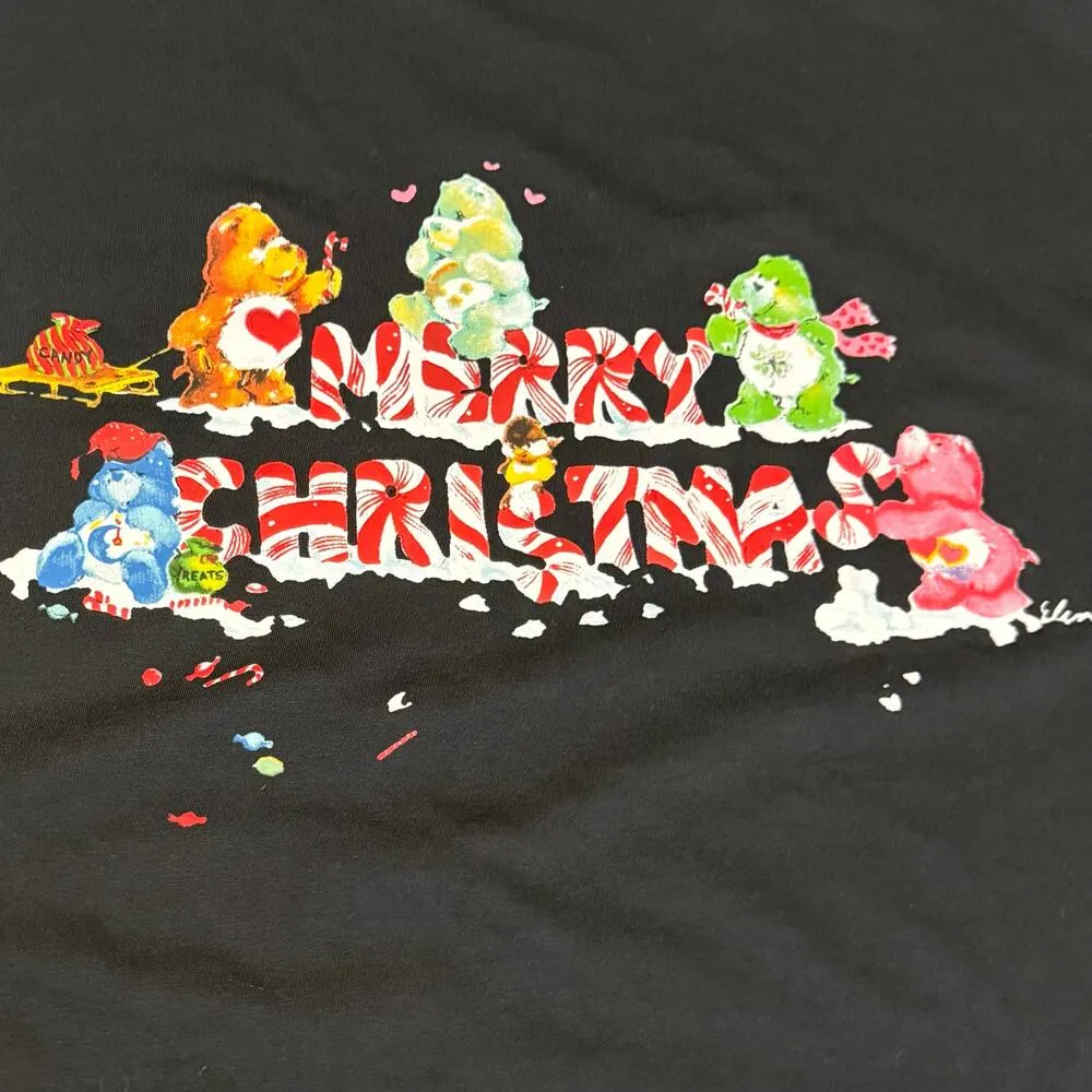BP Women’s 1X Black Graphic Merry Christmas Care Bears Holiday Sleepwear Lounge - Image 2