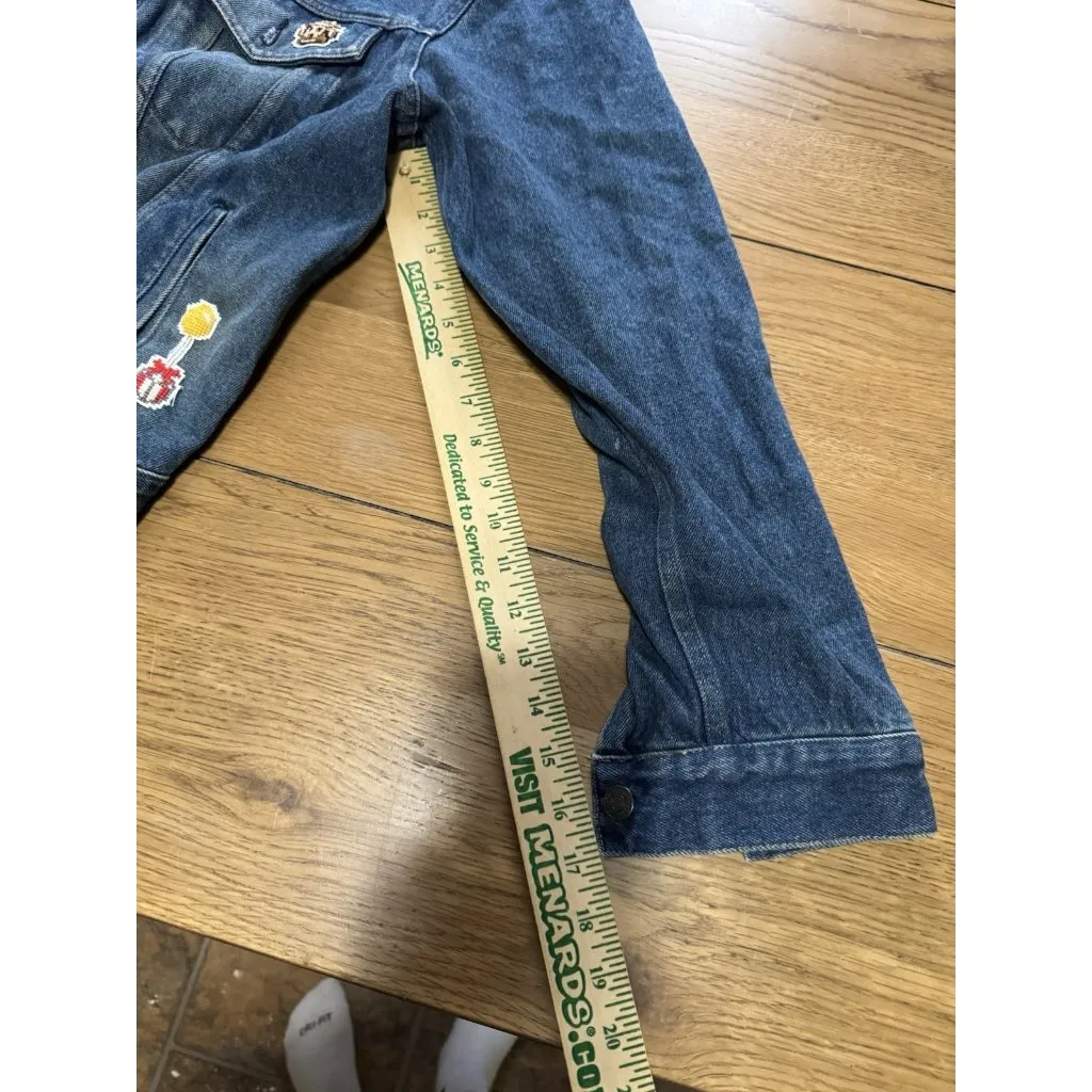 Gap Factory Store Women SZ Small Jean Denim‎ Jacket Animal Crossing Patches READ - Image 8