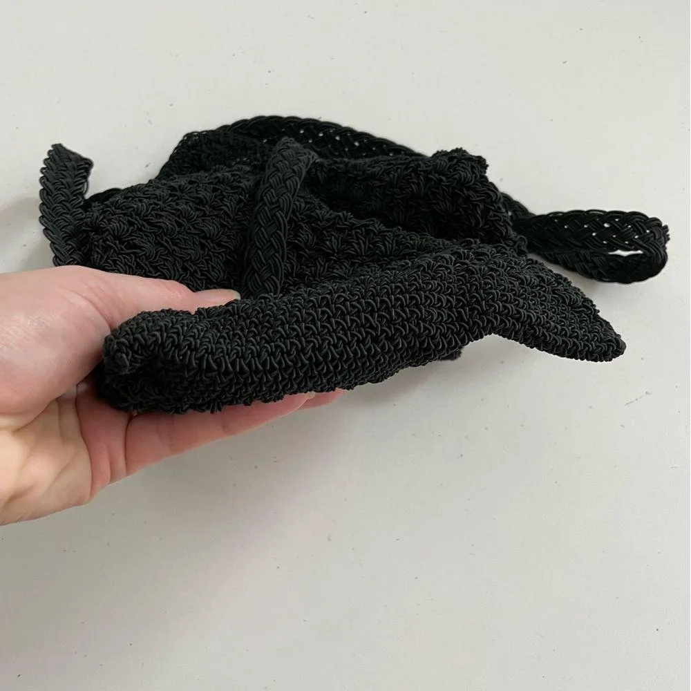 Crocheted Crossbody Purse Coin Pouch Zipper Closure Black Lightweight Small - Image 14