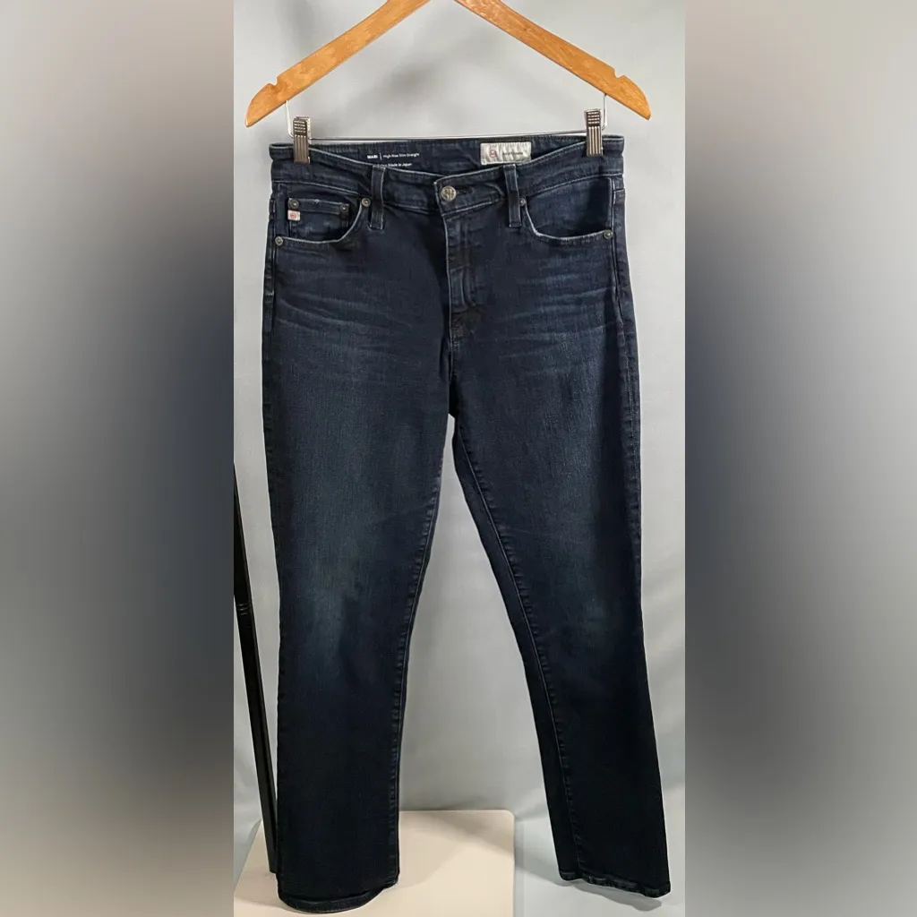 AG Adriano Goldschmied Mari High Rise Slim Straight Indigo Denim, Size 29 - Image 2