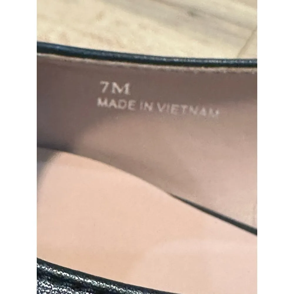 Linea Paolo Natalie Black Flats Size 7 NWOB Gold Chain Detail Unique Heel - Image 12