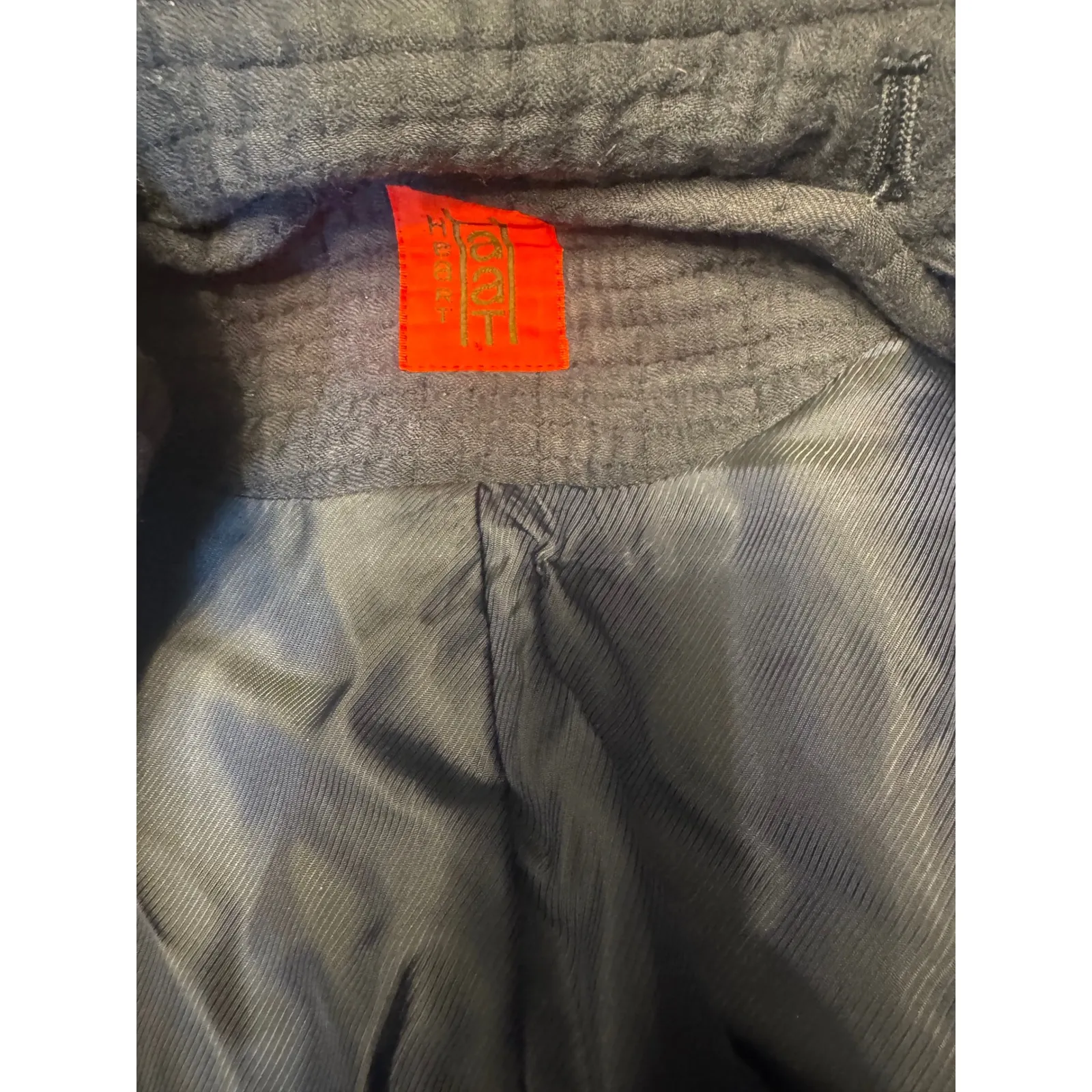 Heart Art Textured Wool Hooded Coat — Issey Miyake Line Aesthetic Size M Black Size M - Image 3