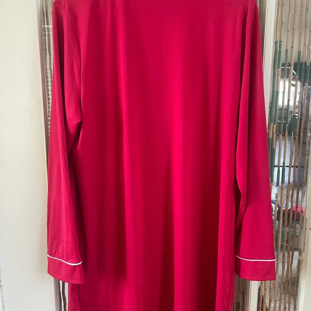 Charter Club Intimates Women's size L Candy Red Believe Button Down Sleepshirt - Image 3