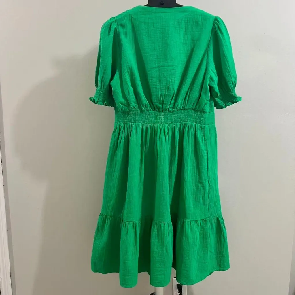 NWOT Boden Ada Double Cloth Cotton Green Midi Dress Size 16 - Image 9
